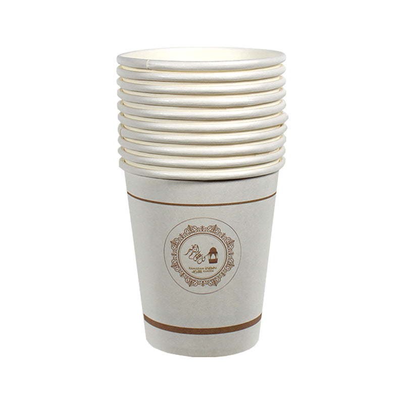 Eid Disposable Tableware Set - Bronzing Paper Plates & Cups for Festive Celebrations