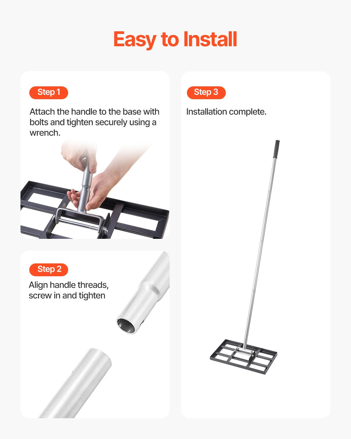 Heavy Duty Lawn Leveling Rake with 78-Inch Adjustable Handle for Yard & Golf Course
