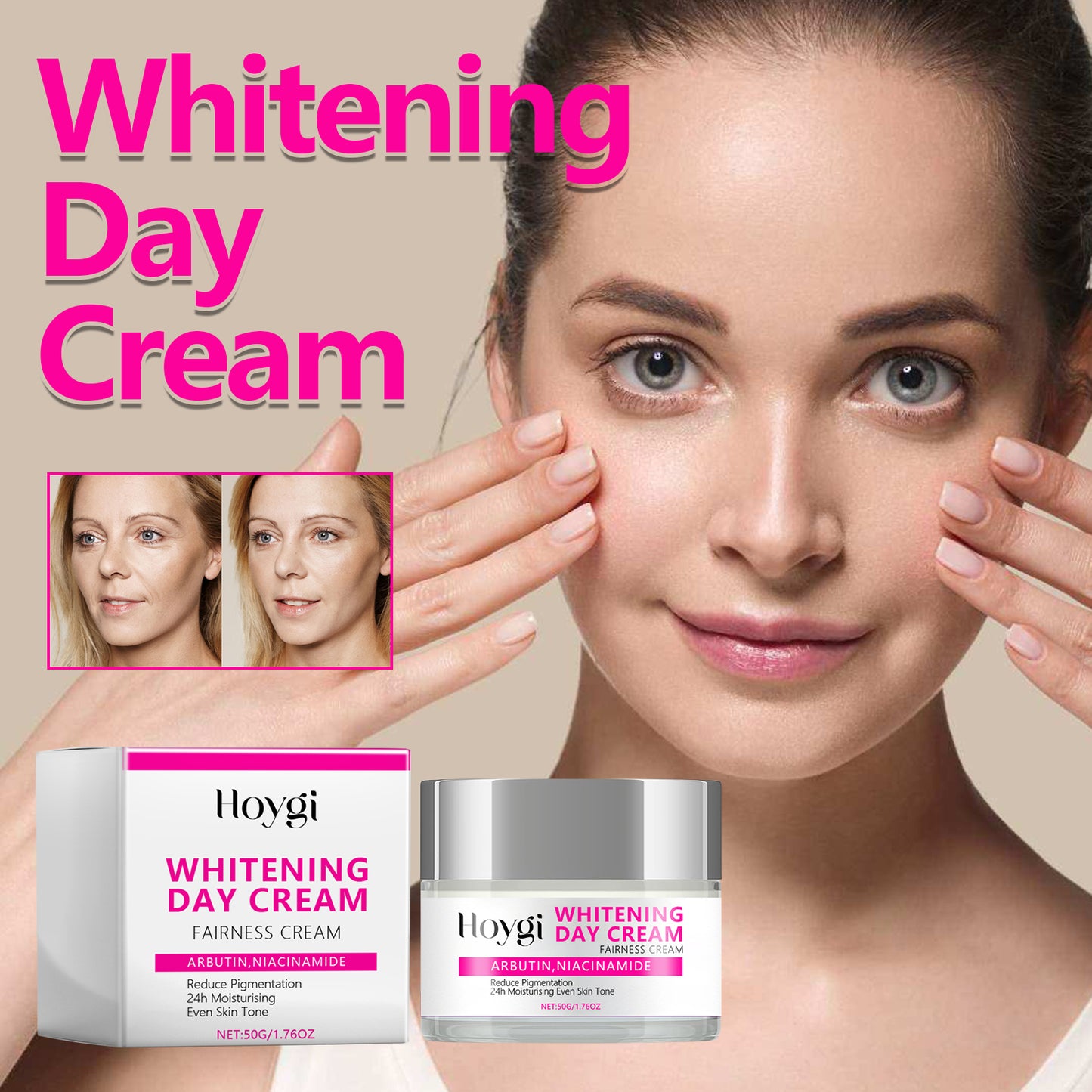 Whitening Day Cream with Hyaluronic Acid & Nicotinamide - 50g