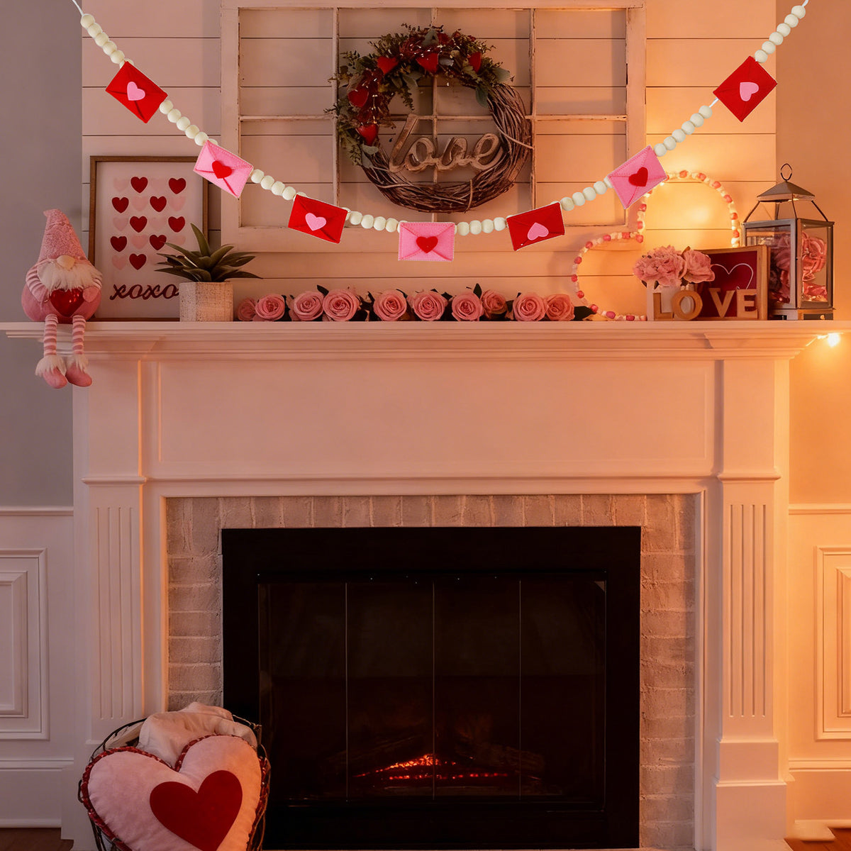 Felt Pennant Garland for Home Decor - Red Modern Wall Banner