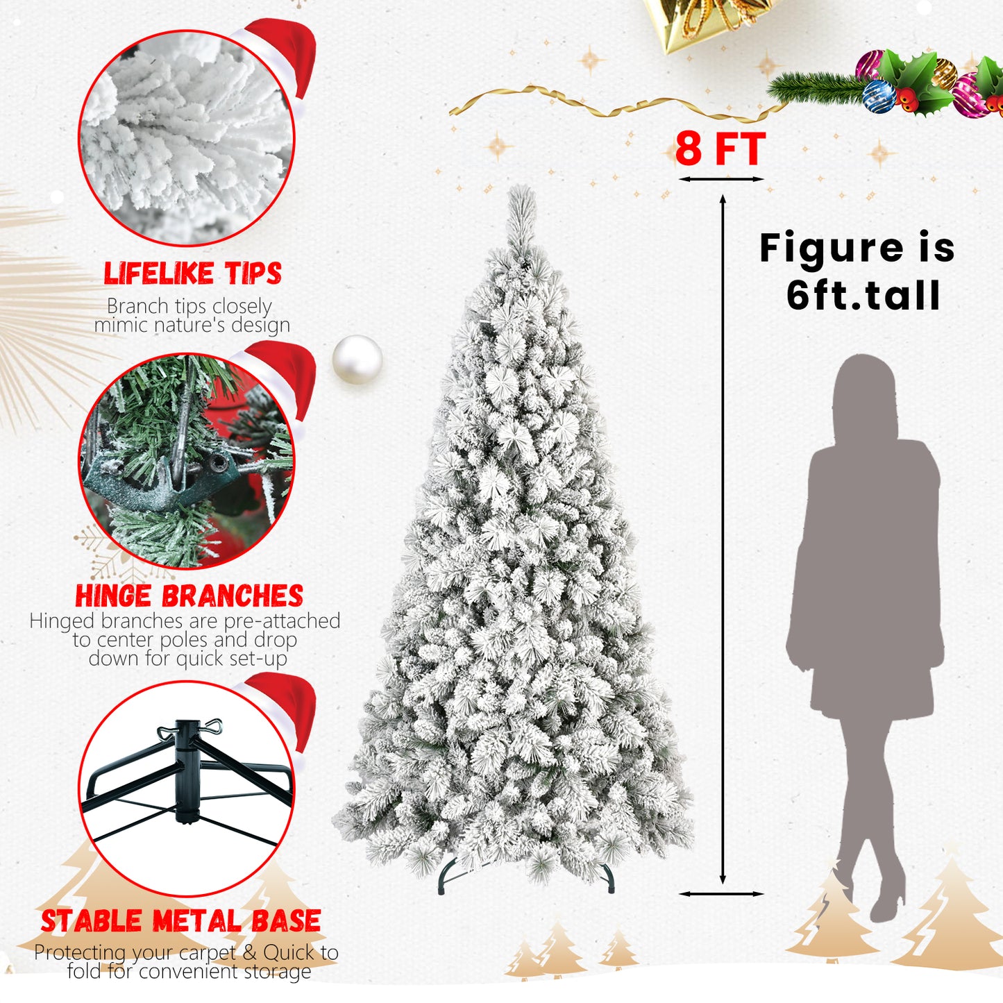 Flocked PVC Christmas Tree - Multiple Heights Available