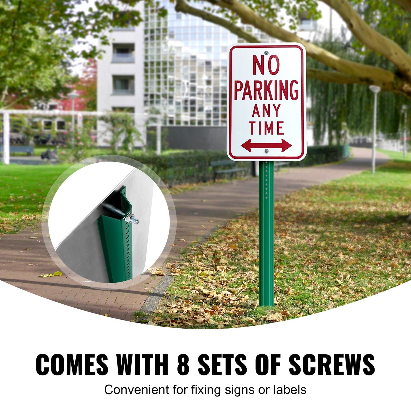Heavy Duty Steel U-Channel Sign Post 6FT Green Fence Posts 4 Pack for Garden & Traffic