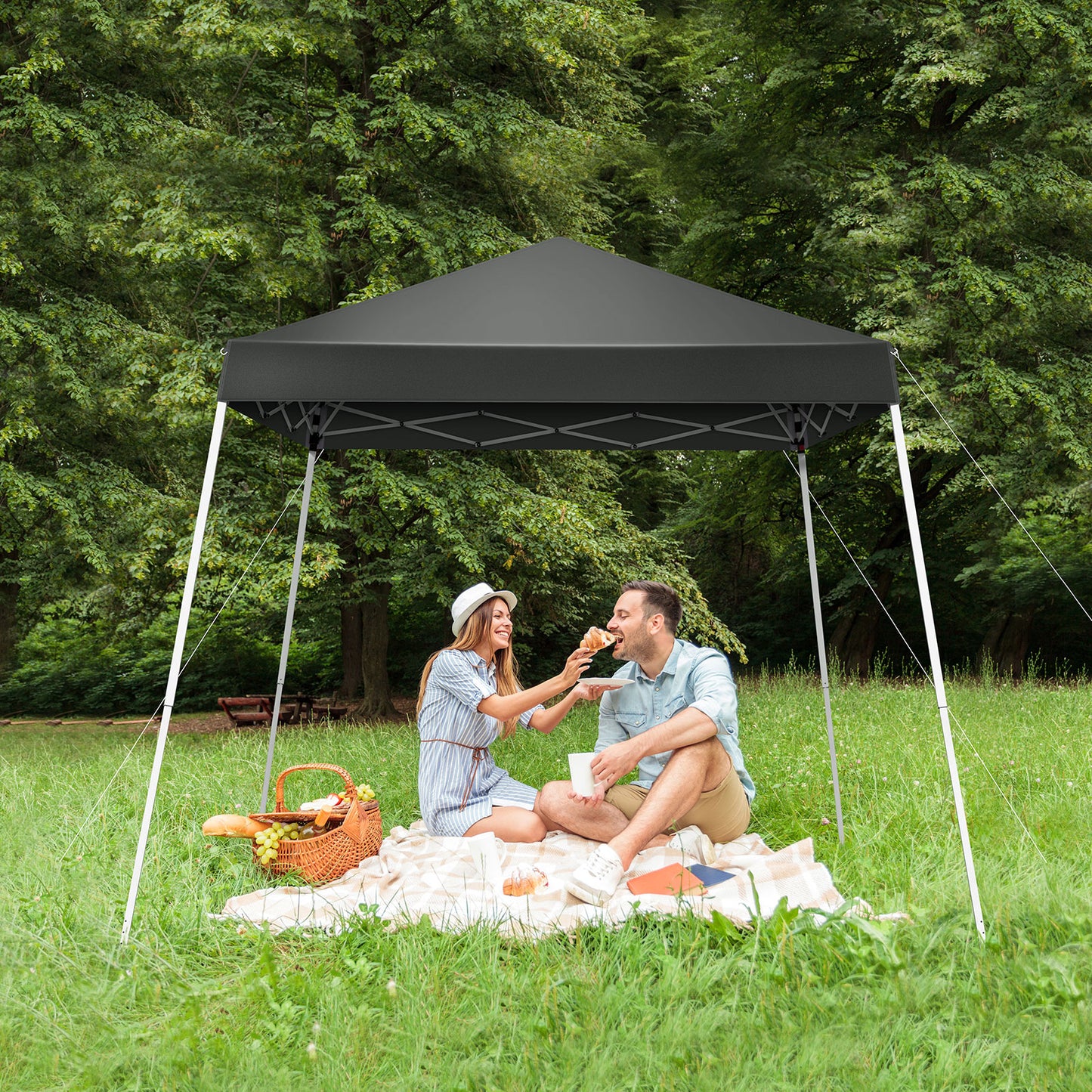 Portable Dark Gray Folding Canopy Gazebo - UV Resistant & Waterproof