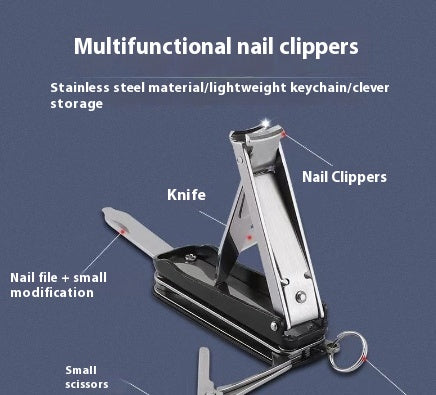 Multifunctional Foldable Nail Clippers Keychain Set - Portable 3-in-1