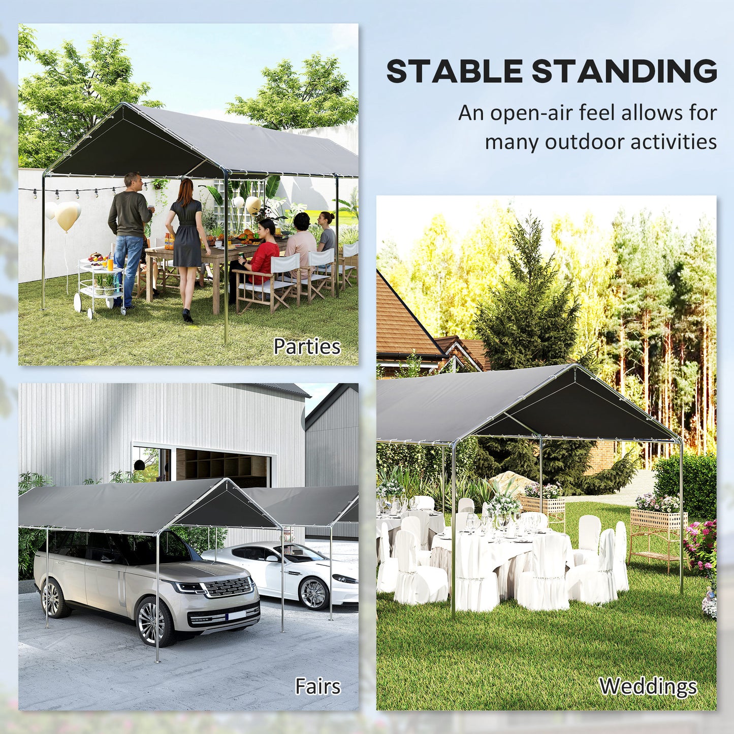 Heavy Duty Carport Canopy 9.6' x 19.5' with Anchor Kit and Cables