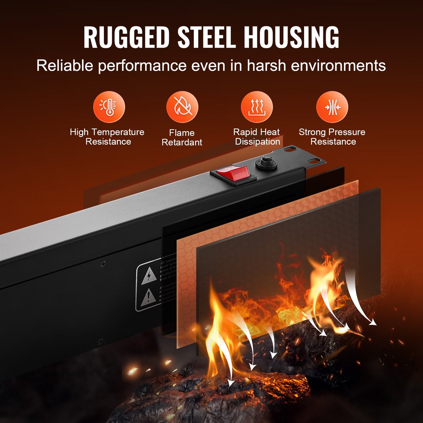 19 Inch Rack Mount Power Strip with 8 Outlets Surge Protector 15A Black