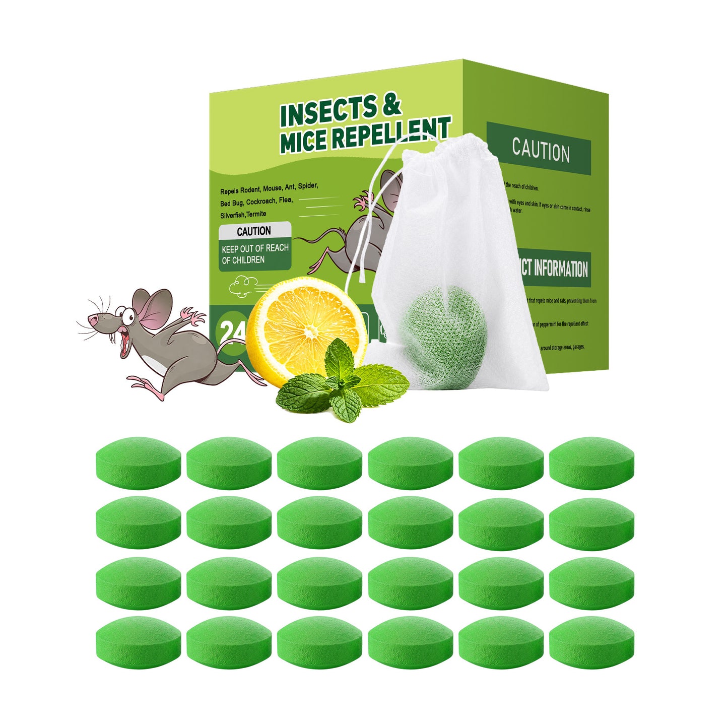 Insect and Mouse Repellent Pills - 24 Pieces, Home Pest Control