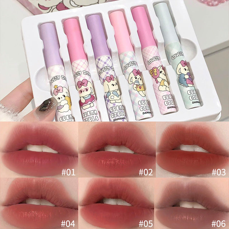 Cute Rabbit Lip Gloss Set - Natural, Discoloration Resistant 6-Piece