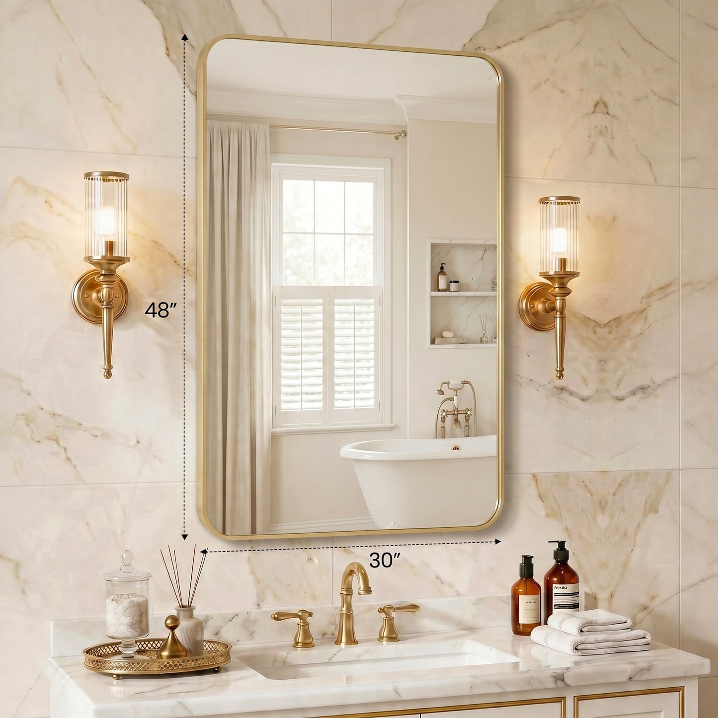 Rectangular Wall Mirror with Metal Frame - Multiple Sizes and Finishes