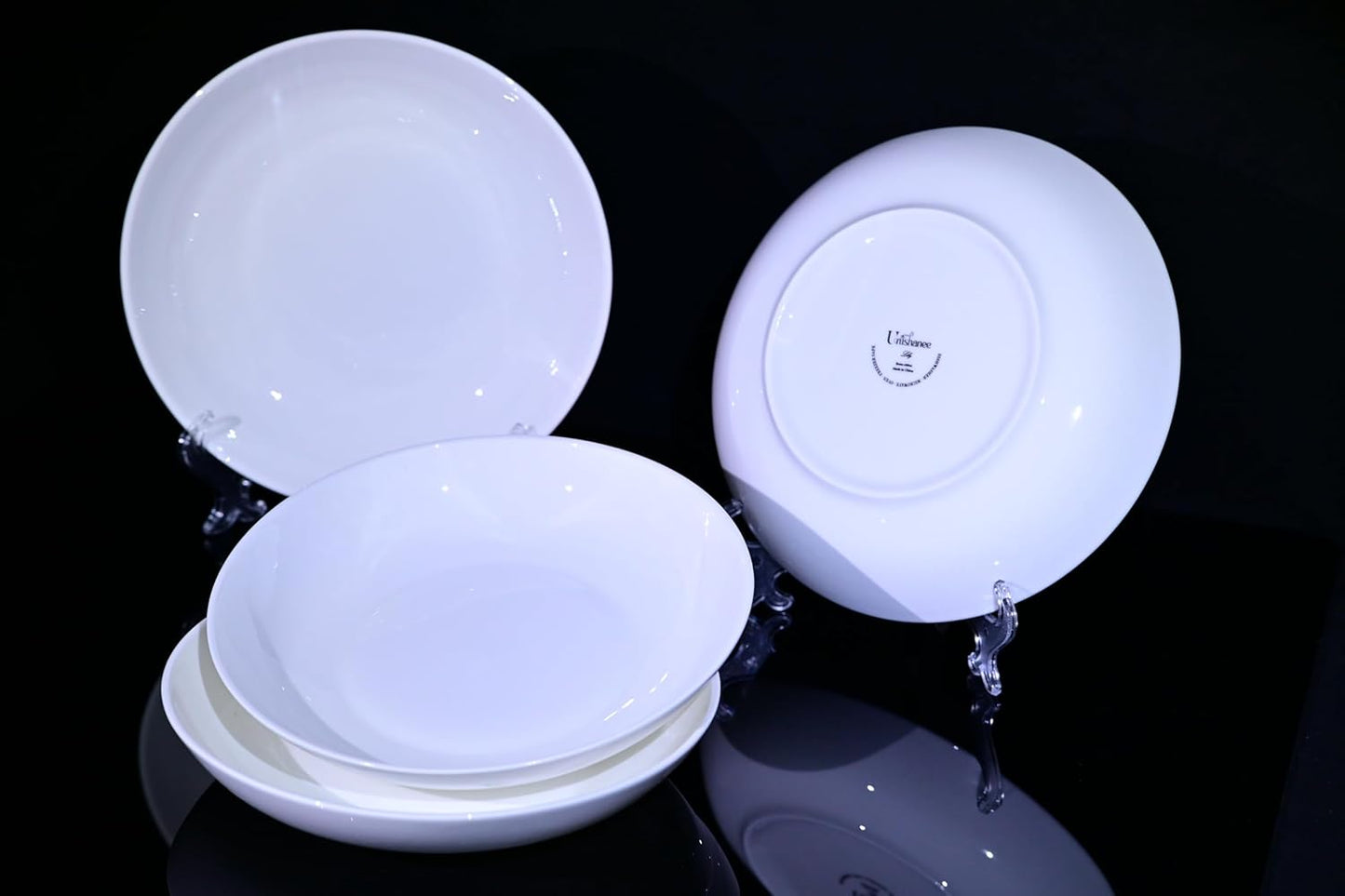 Bone China Dinnerware Set - 4-Piece 8-Inch Pasta Plates