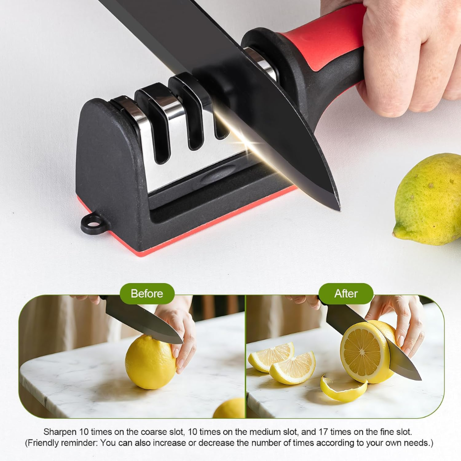 4-in-1 Manual Knife & Scissors Sharpener - Tungsten & Ceramic