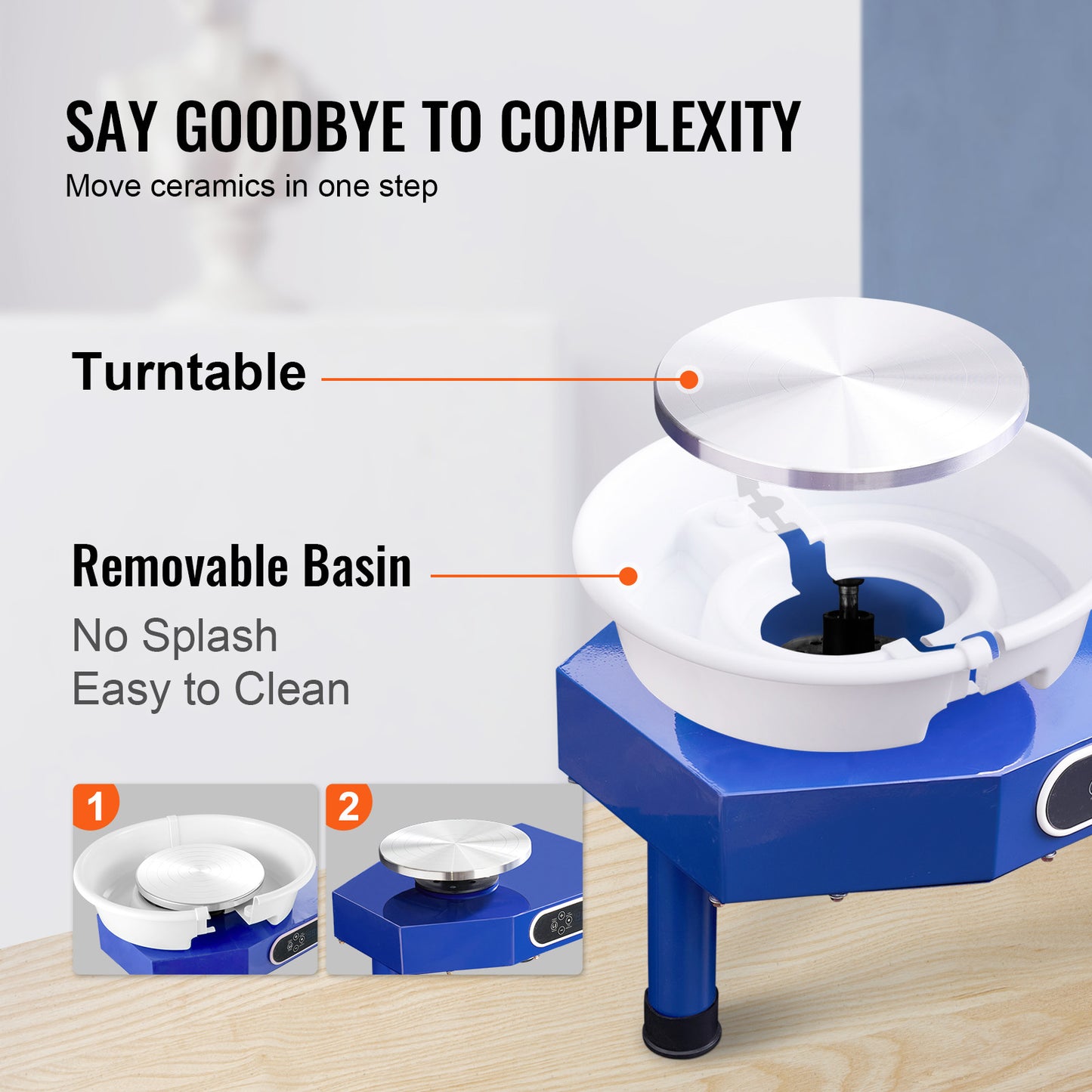 Pottery Wheel 10 Inch Ceramic Forming Machine with Adjustable Speed, Foot Pedal & Sculpting Tools