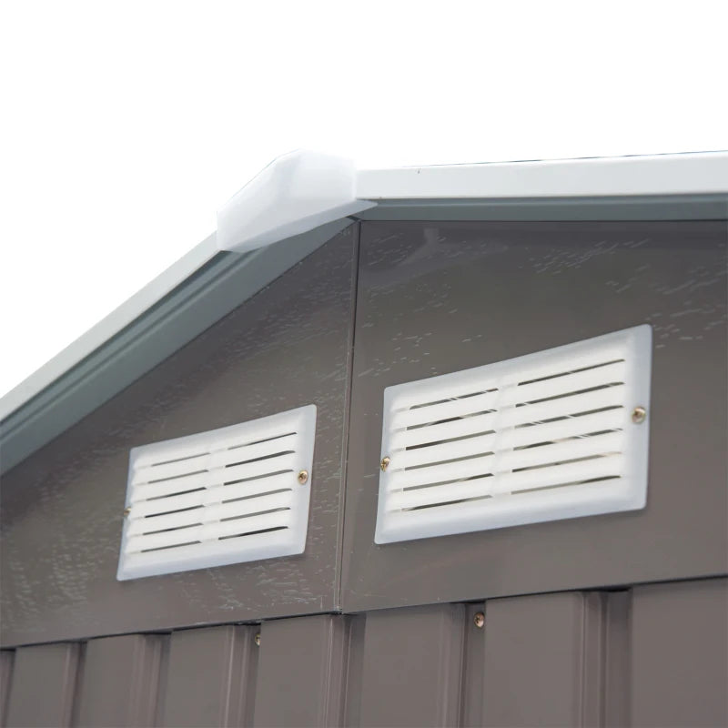 Outdoor Metal Storage Shed 7x4 ft with Foundation Kit, Lockable Doors, Ventilation, Gray