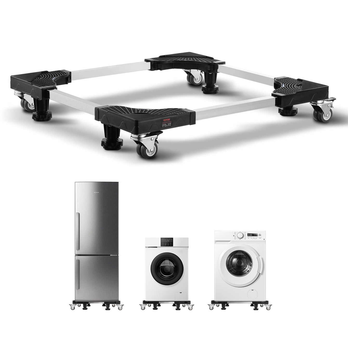Heavy-Duty Adjustable Mobile Furniture Dolly for Appliances - Black
