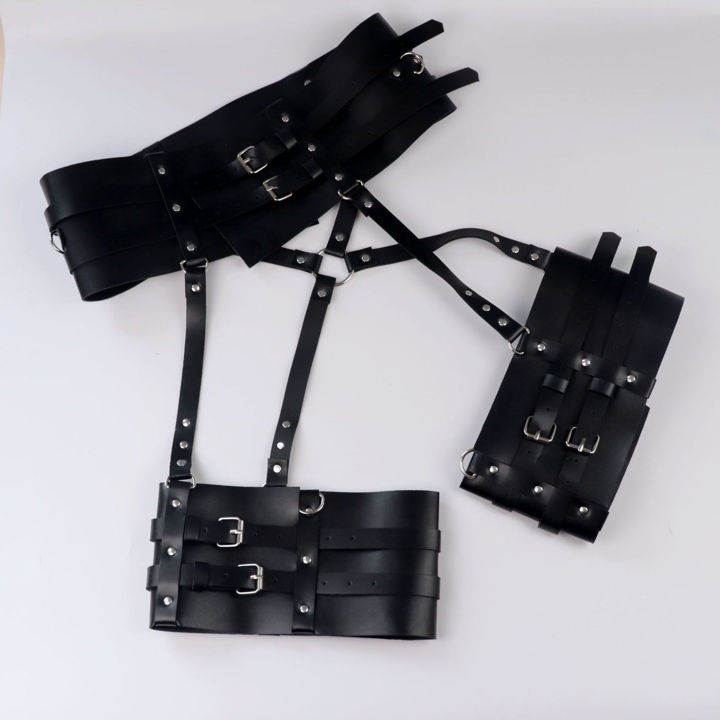 Adult Leather Bondage Belt with Adjustable Waist and Leg Circumference