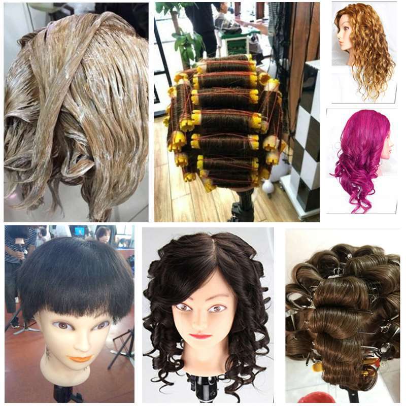 Real Hair Styling Head for Haircut Perm & Dye - Black with Makeup
