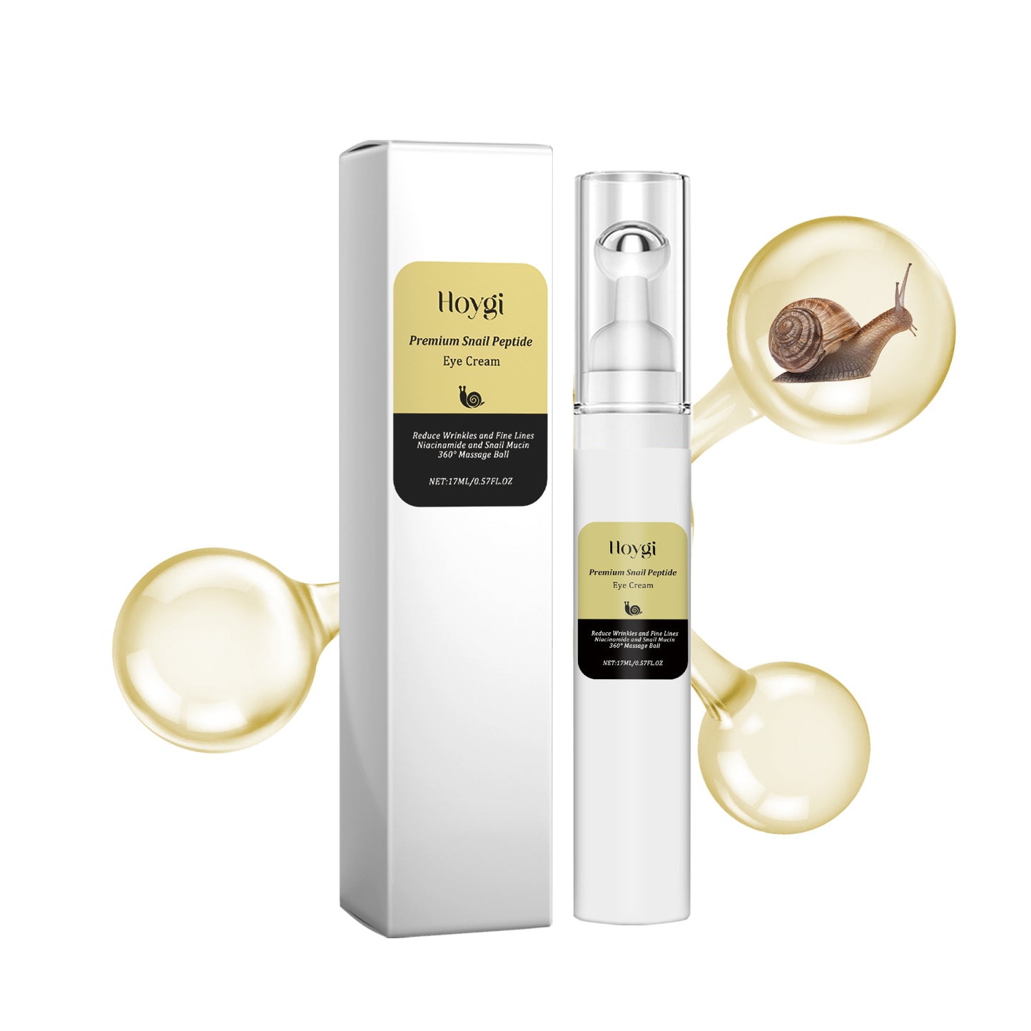 Snail Peptide Eye Cream with Roller Applicator for Puffiness & Fine Lines