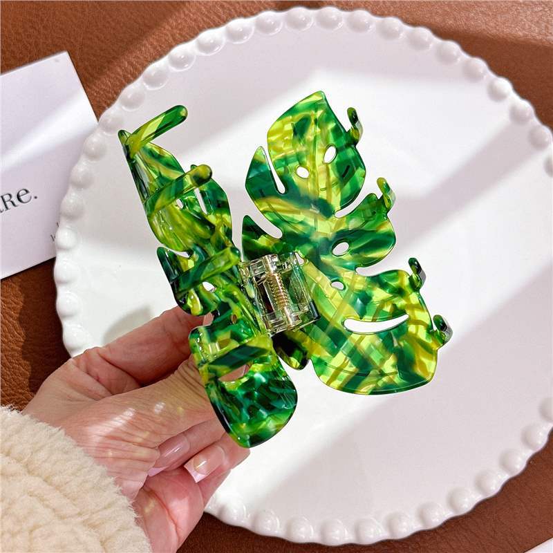 Colorful Acetate Leaf Barrettes - 9.3cm Hair Clips