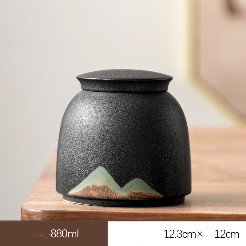 Large Sealed Ceramic Tea Storage Jar - Home Kitchen Tea Caddy