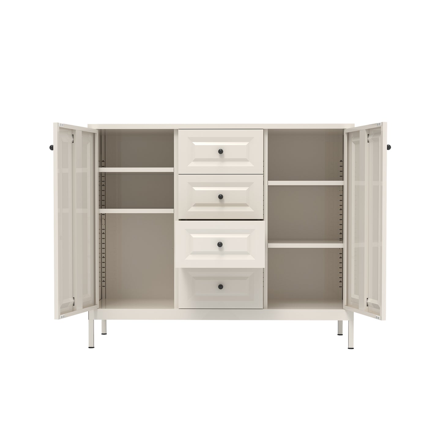 Beige 40.16'' Storage Sideboard Buffet Cabinet with 4 Drawers & 2 Doors
