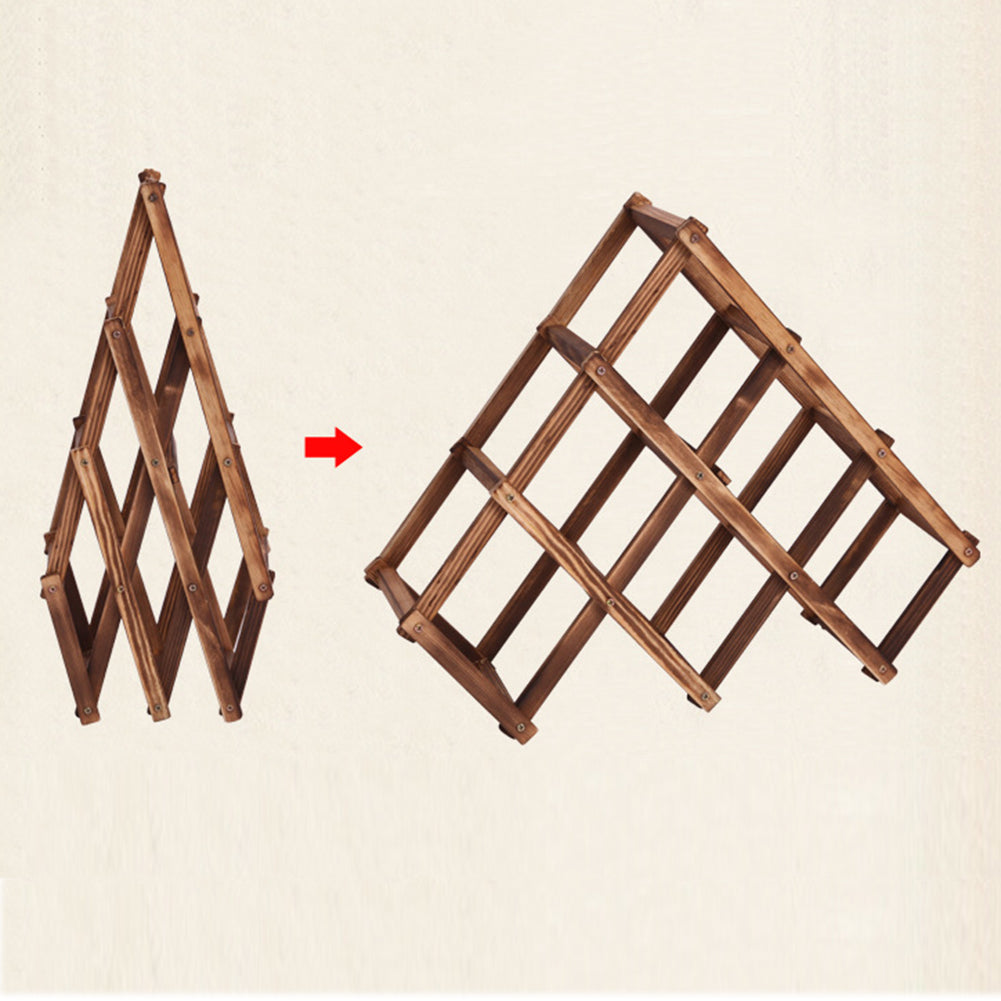 Wood Wine Rack Folding 6-Bottle Storage Carbonized Wood Home Bar