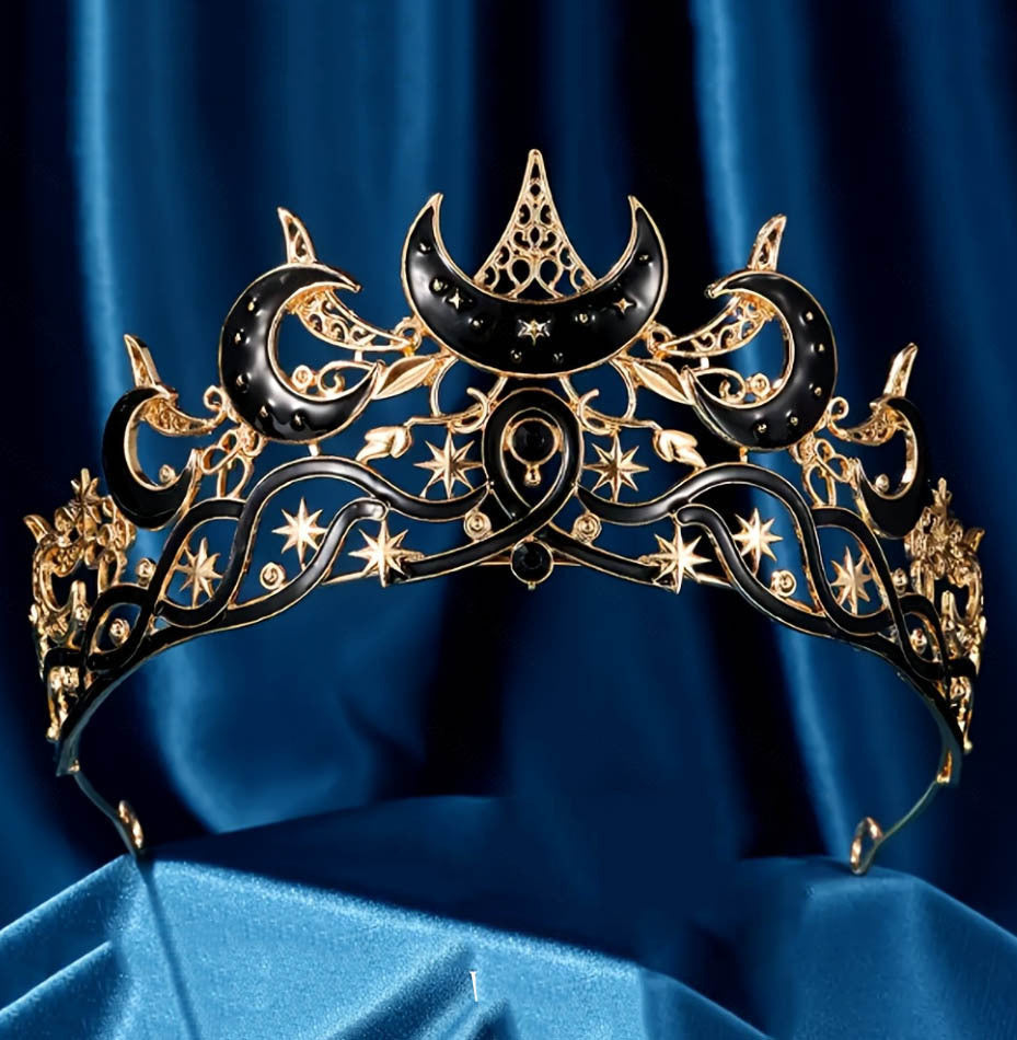 Crescent Moon Bridal Crown - Rhinestone Wedding Headpiece