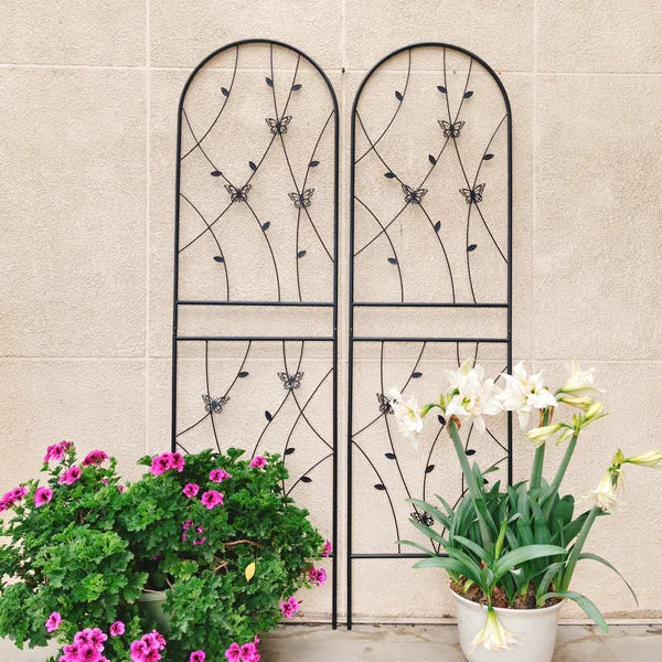 Metal Garden Trellis 71" x 19.7" - Rustproof Climbing Plant Support - Black - 4 Pack