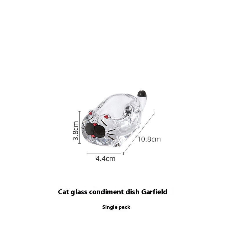 Cat Crystal Glass Saucer Dish for Kitchen & Dining - Multiple Colors