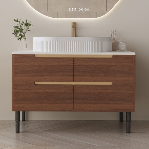 36 Inch Bathroom Vanity, Freestanding Or Wall Mounted With Ceramic