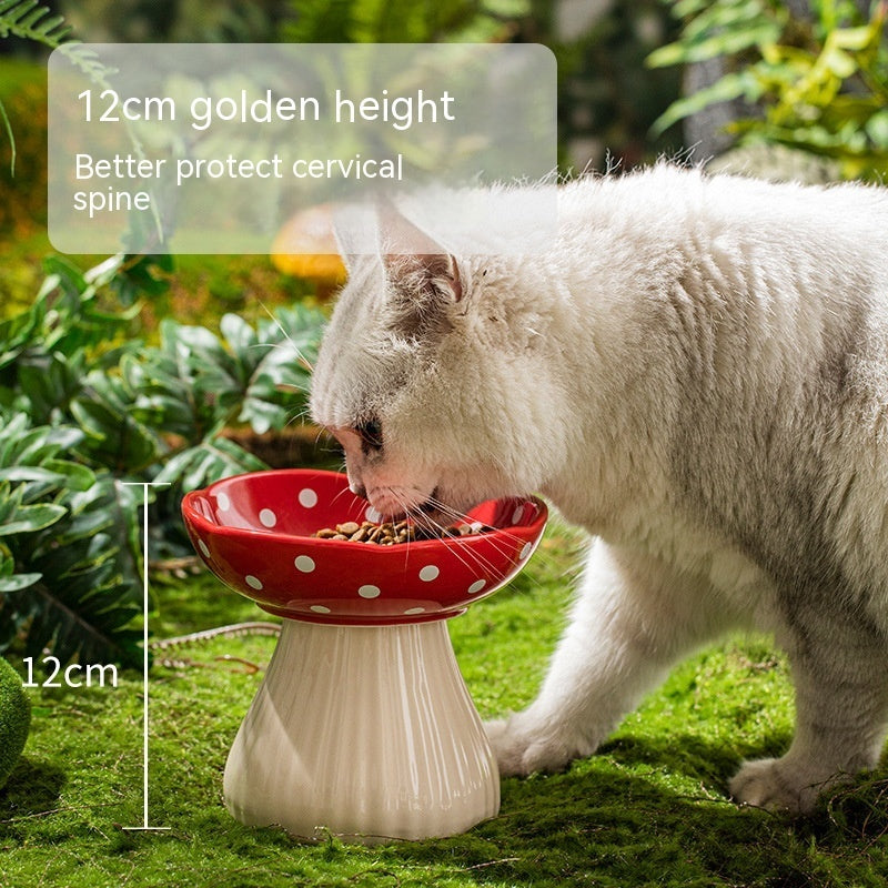 High Foot Ceramic Cat Food Bowls - Anti Roll Pet Tableware for Cats