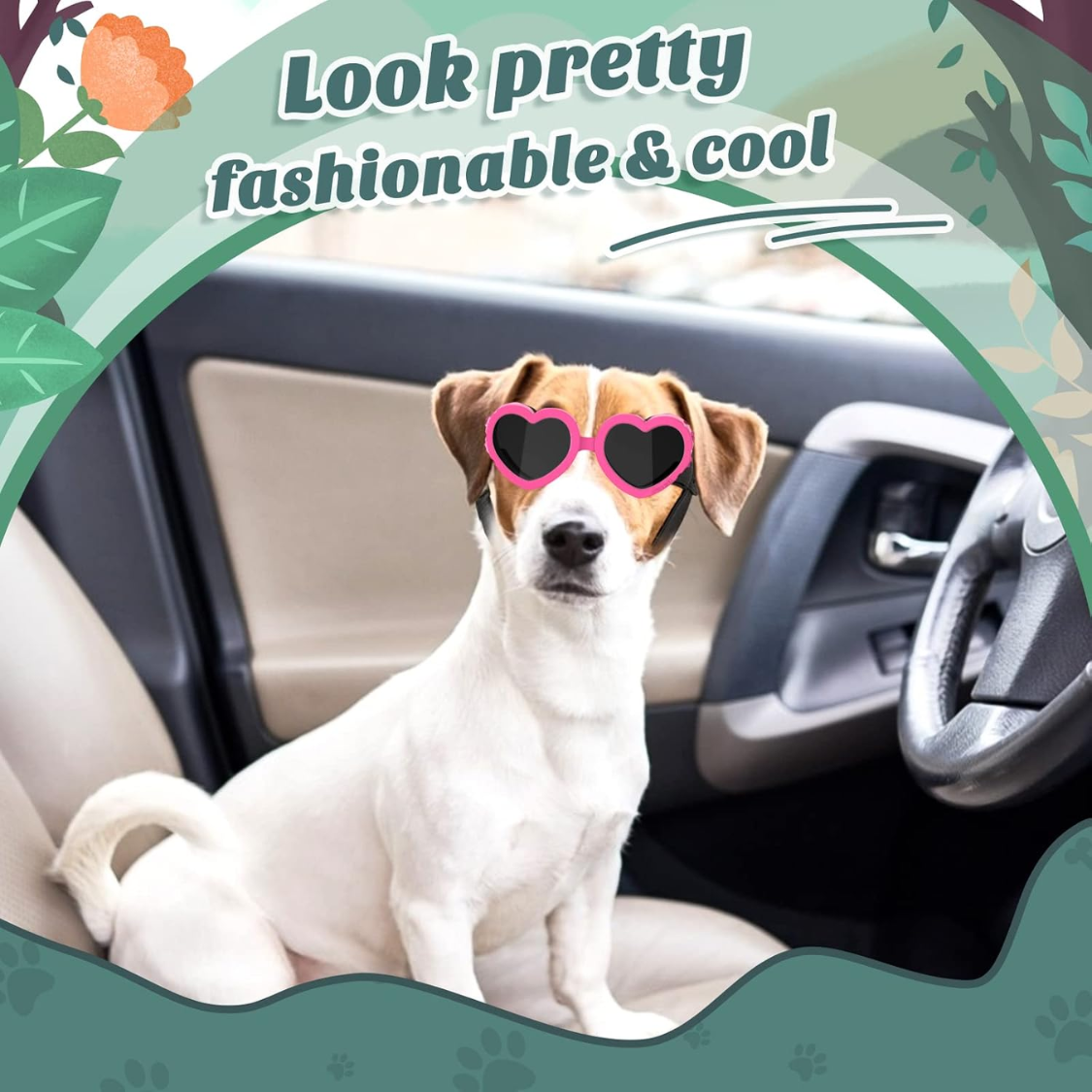 Dog Sunglasses UV Protection Heart Shape Pet Goggles for Small Dogs