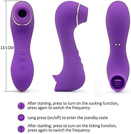 Female Tongue Licking Sucking Toy with Silicone Handle, Multiple Colors