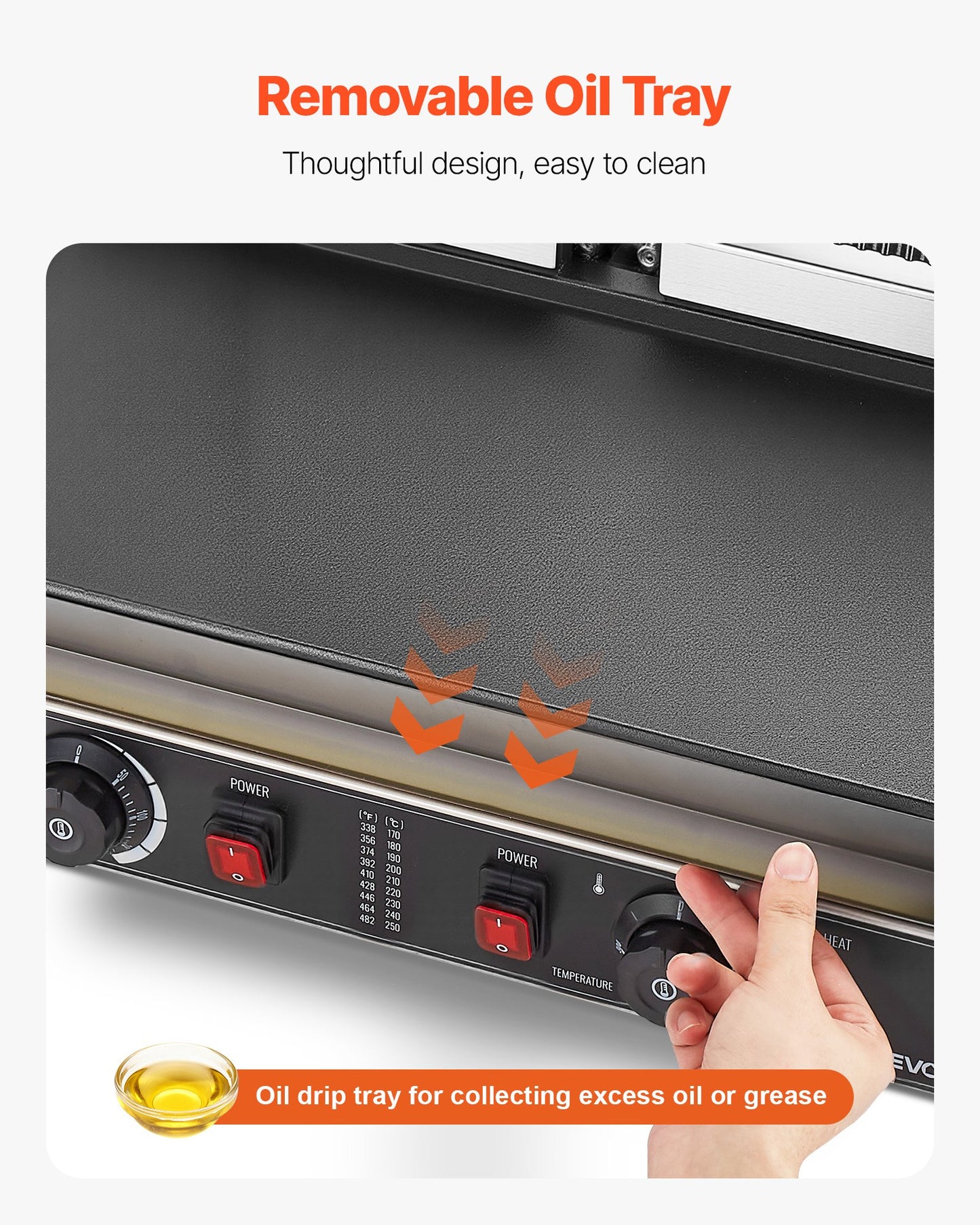 Commercial Electric Panini Press Grill with 19x9 Inch Non-Stick Plate