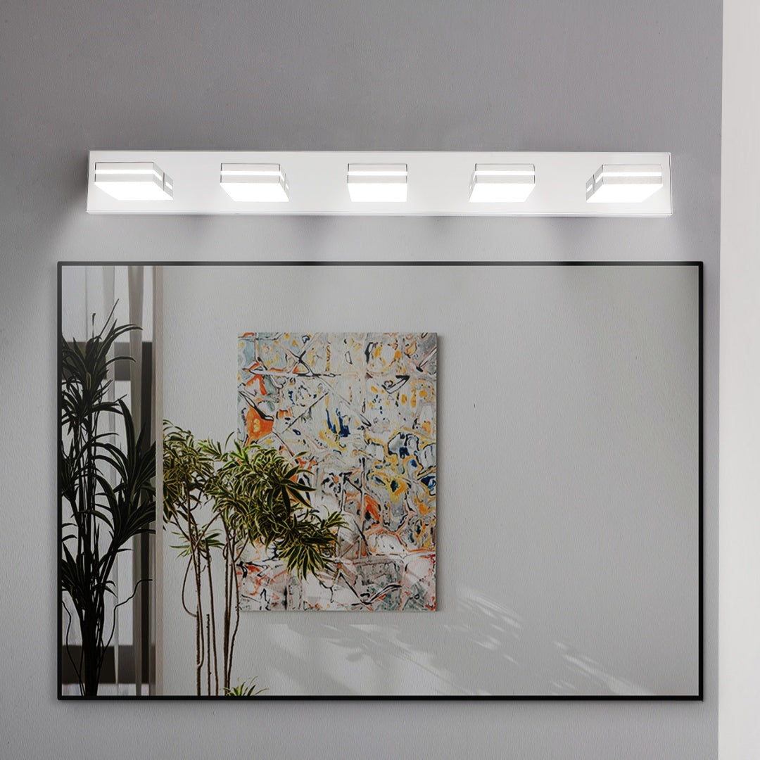 Modern Chrome LED Vanity Light - 5-Light Wall Sconce for Bathroom