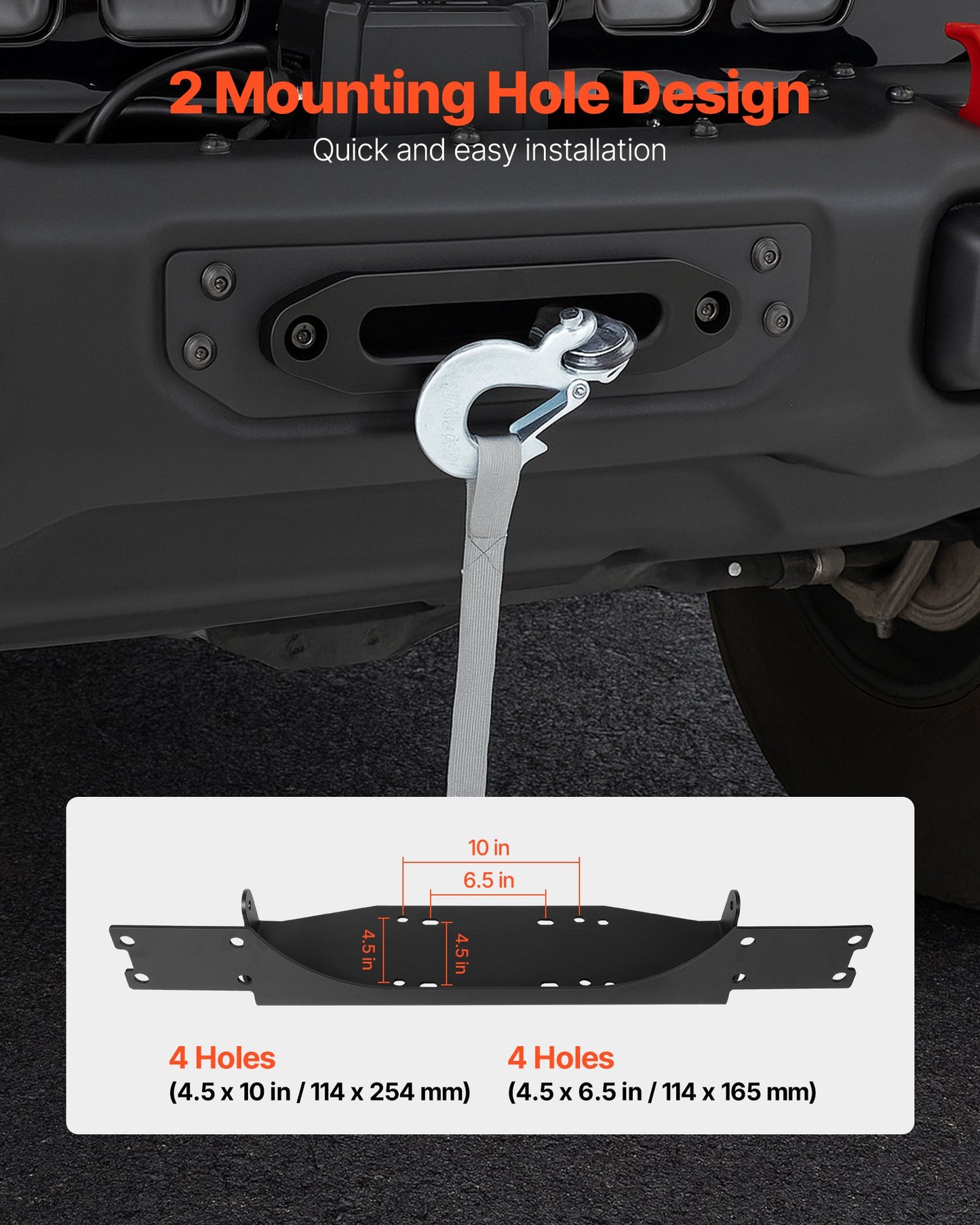 Trailer Hitch Winch Mount for Jeep Wrangler JL/JT 2018-2023 - Black Steel