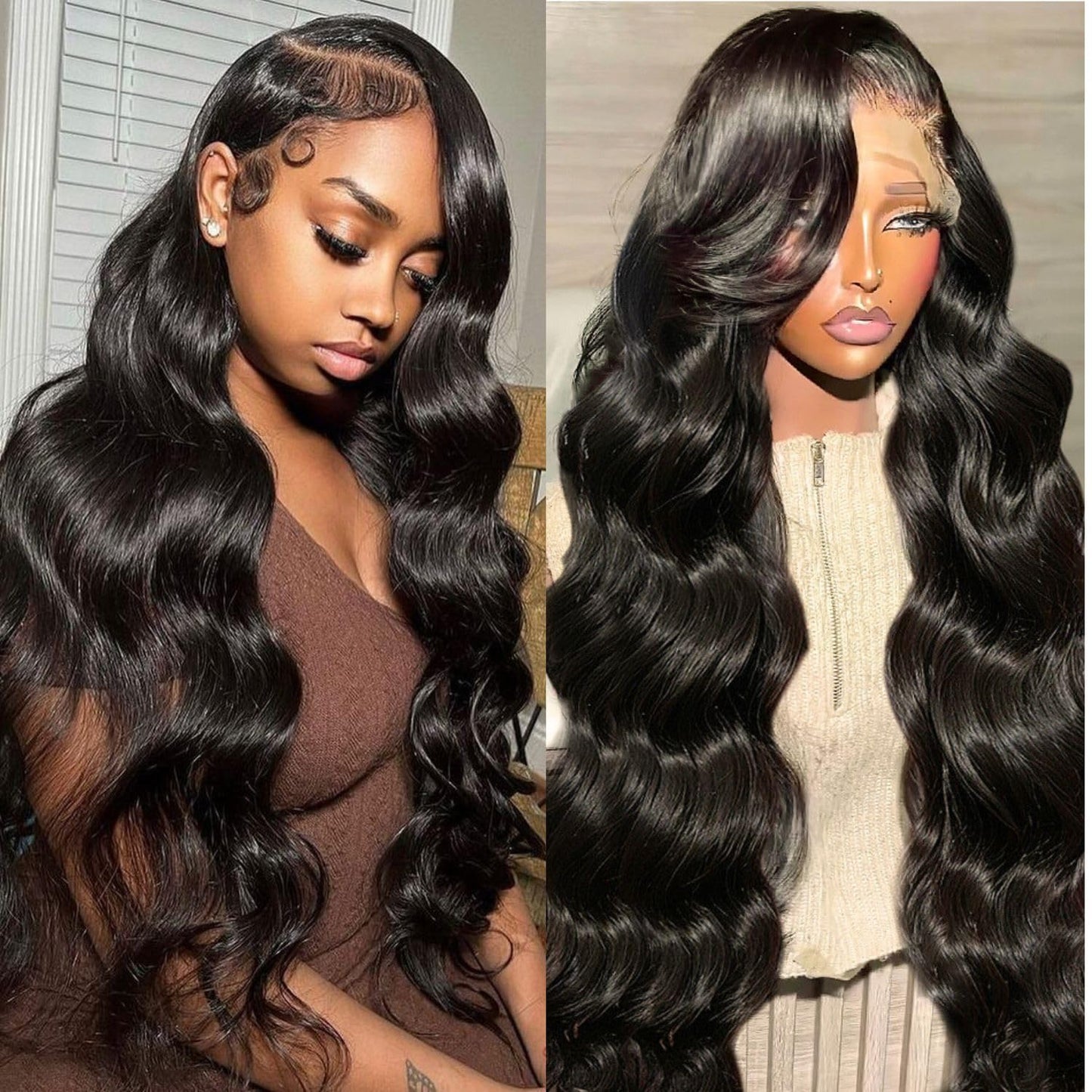 13x6 Body Wave Human Hair Lace Front Wig - Natural Color