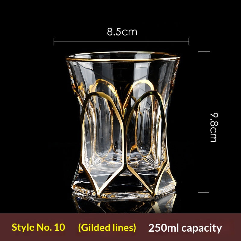 Large Gold-Trimmed Gin Crystal Glass - Vintage Drinkware for Bar & Kitchen