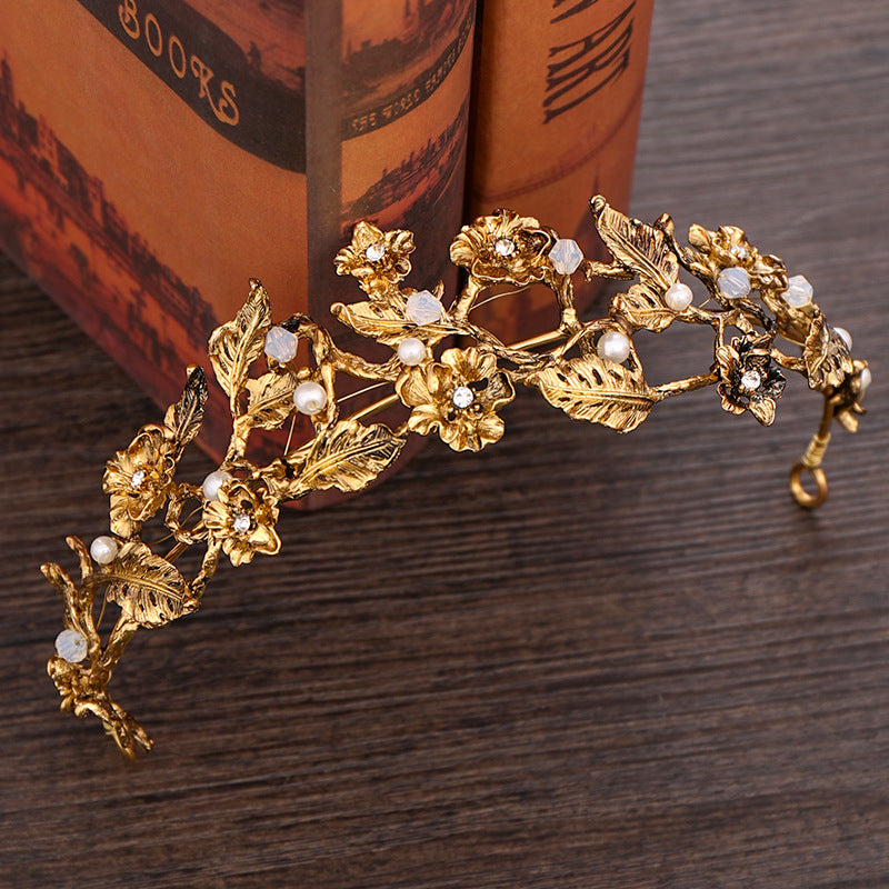 Diamond-Shaped Flower Crown Tiara for Weddings & Celebrations - Patina