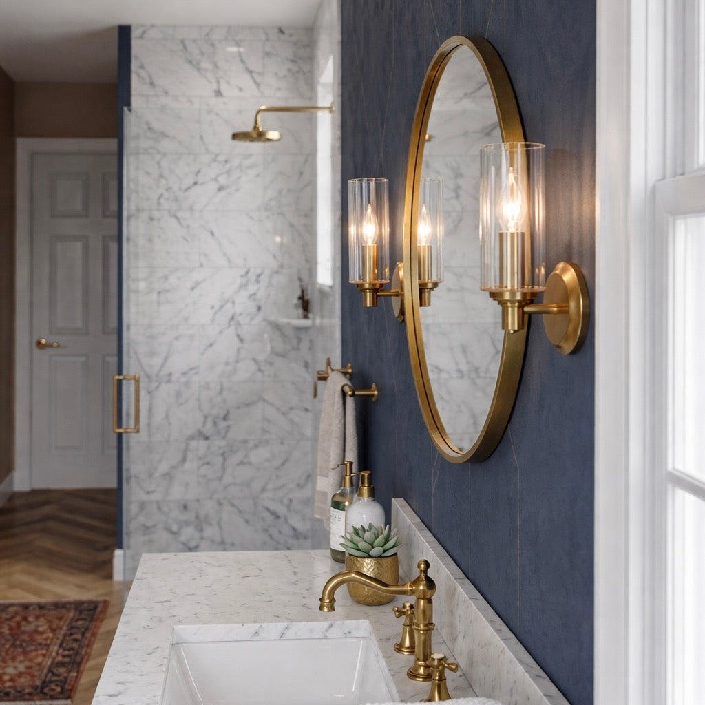 Jardin Single Light Wall Sconce With Clear Ribbed Glass - Satin Brass