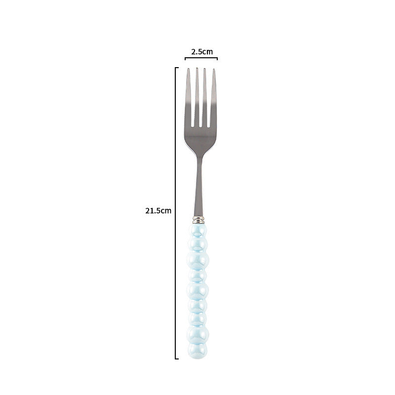 Ceramic Pearl Handle Cutlery Set - Spoon Fork Knife Household Dinnerware