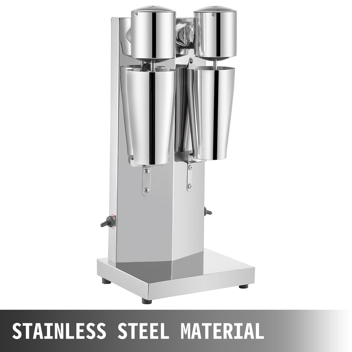 Stainless Steel Electric Milkshake Maker Kit - 180W, Double Head, 2 Speed, 800ml Cup, Silver