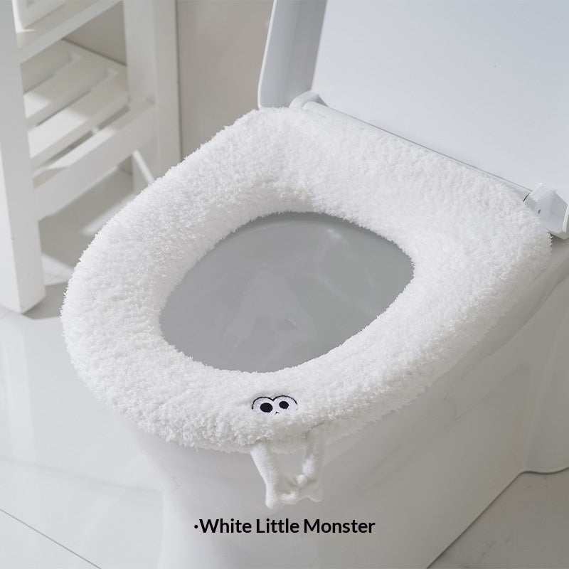 Universal Toilet Seat Cover for Bathroom Use - Winter & Autumn Fit, Slip-On Polyester