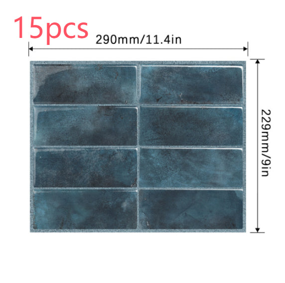 Waterproof 3D Self-Adhesive Wall Sticker for Kitchen Bathroom - High Temp Resistant
