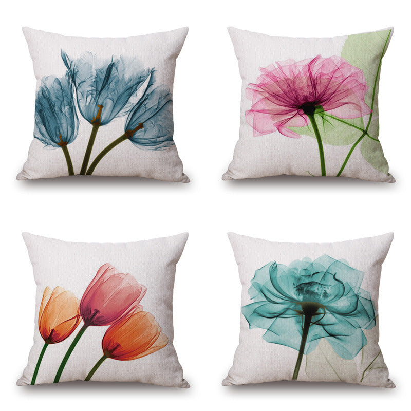 Blue Tulip Linen Pillow Cover for Sofa, Car & Home Decor 40x40cm or 45x45cm