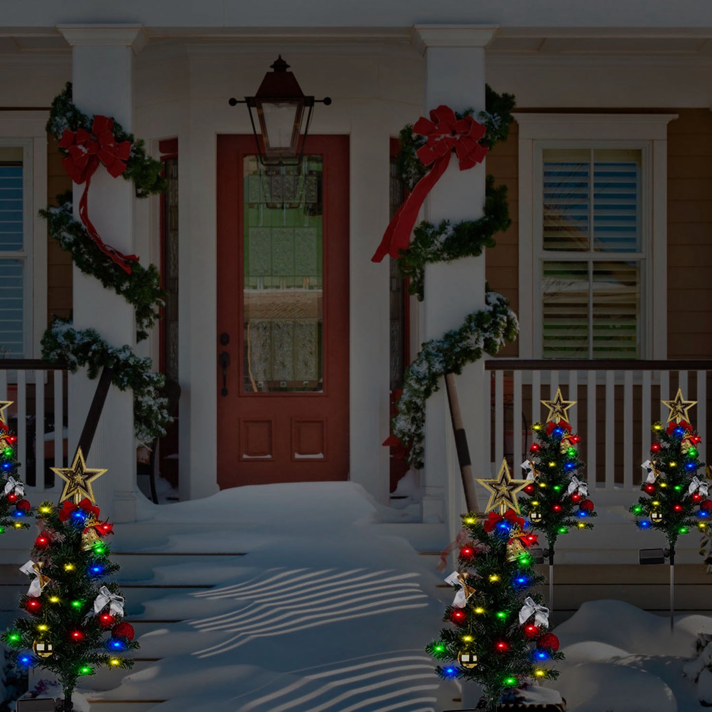 Solar Christmas Tree Lights - 4 Pack 20 LEDs Garden Decoration