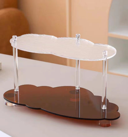 Wavy Acrylic Shelf with 3 Layers - Modern Dustproof Storage Rack for Living Room