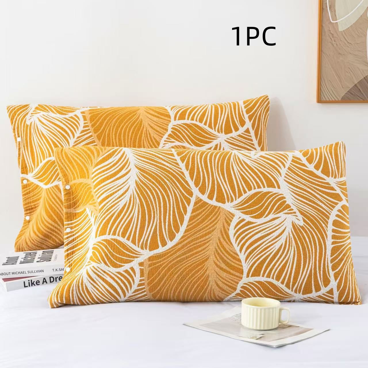 Nordic Style Cotton Pillowcase 50x80cm Decorative Sofa Cushion Cover - Big Leaf & Houndstooth