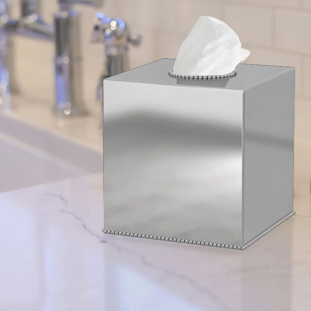 Tissue Box Stainless Steel Square Facial Holder Shiny Finish