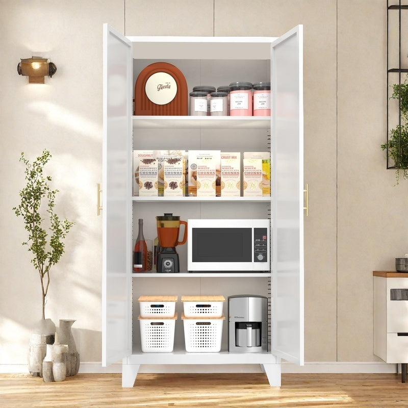 61'' Metal Storage Cabinet with Adjustable Shelves - White