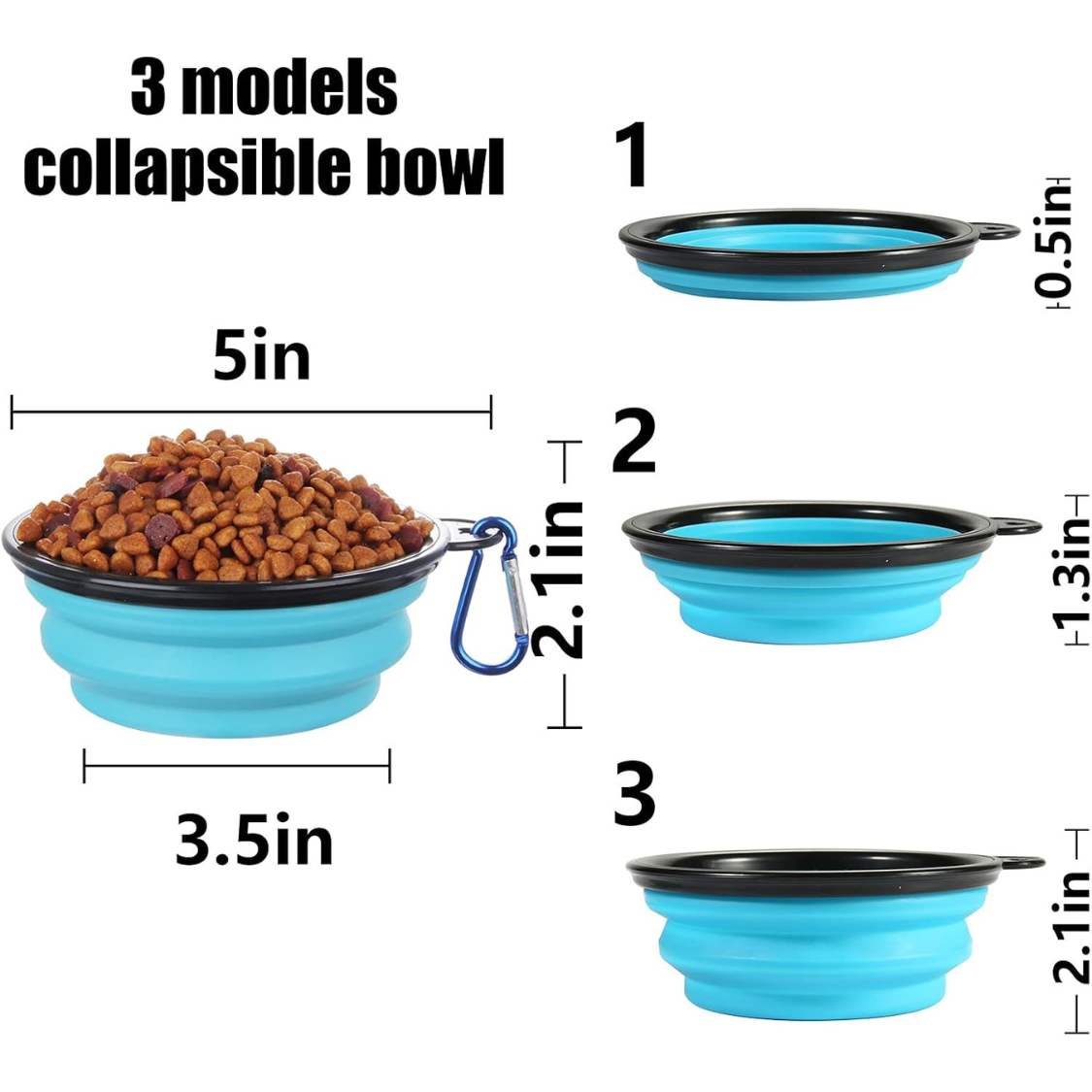 Portable Collapsible Dog & Cat Travel Water Bowl with Cover Lids - 3 Sizes